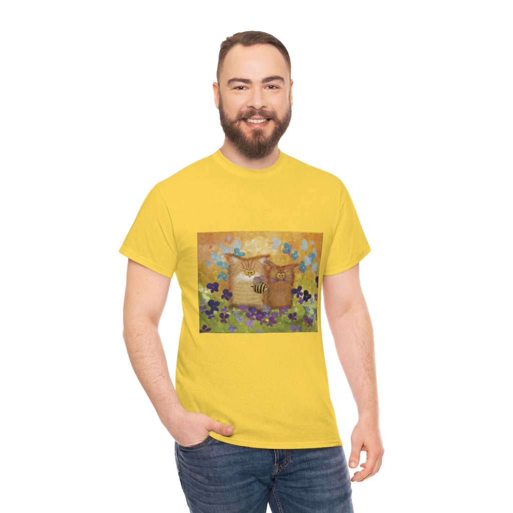 2 Orange Cranky Cats and BEE - T-Shirt! Free Shipping