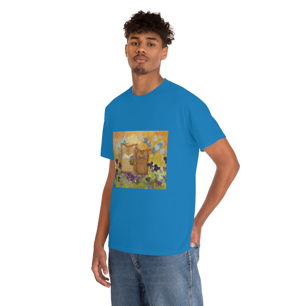 2 Orange Cranky Cats and BEE - T-Shirt! Free Shipping