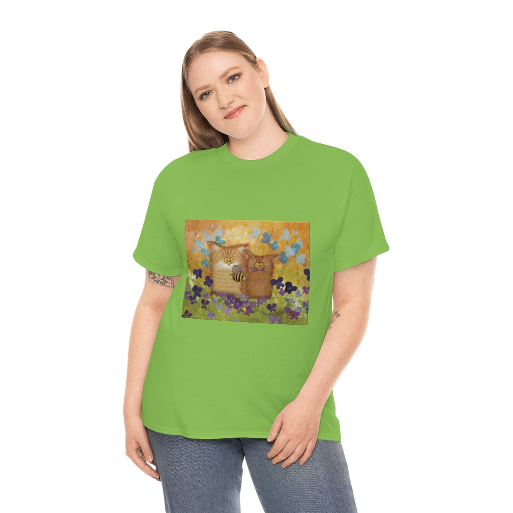 2 Orange Cranky Cats and BEE - T-Shirt! Free Shipping