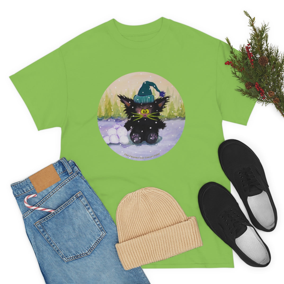 Cranky Cat WInter-Themed T-Shirt - Free Shipping!