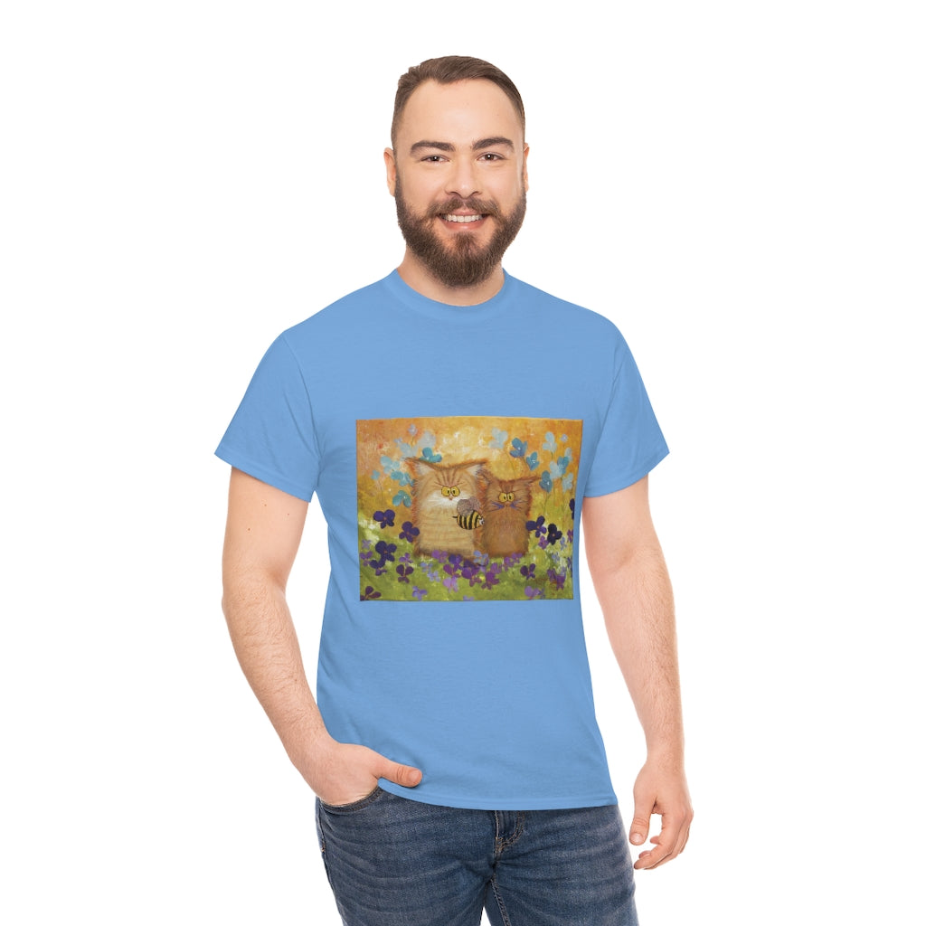2 Orange Cranky Cats and BEE - T-Shirt! Free Shipping