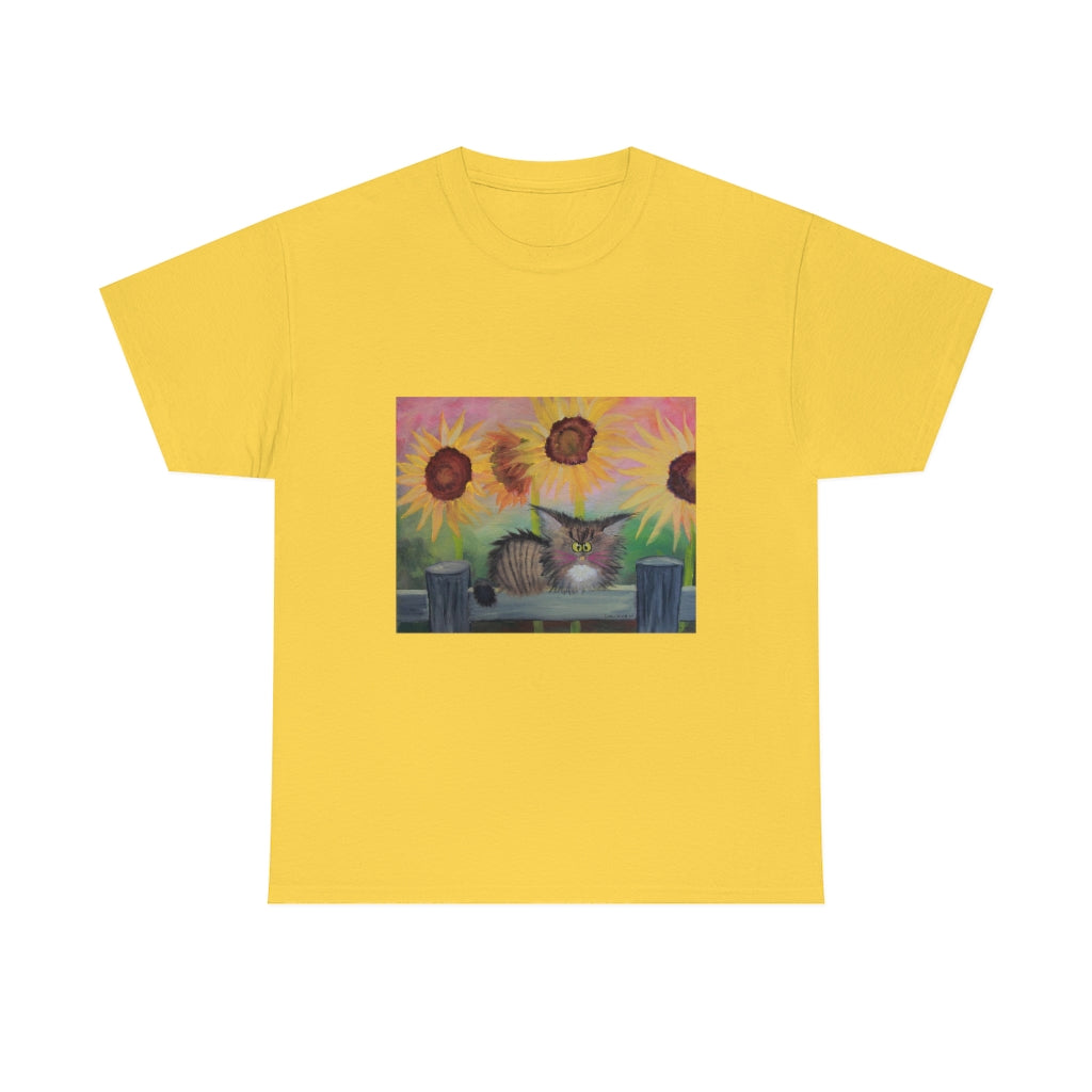 Stella with Sunflowers Cranky Cat T-Shirt! Free Shipping