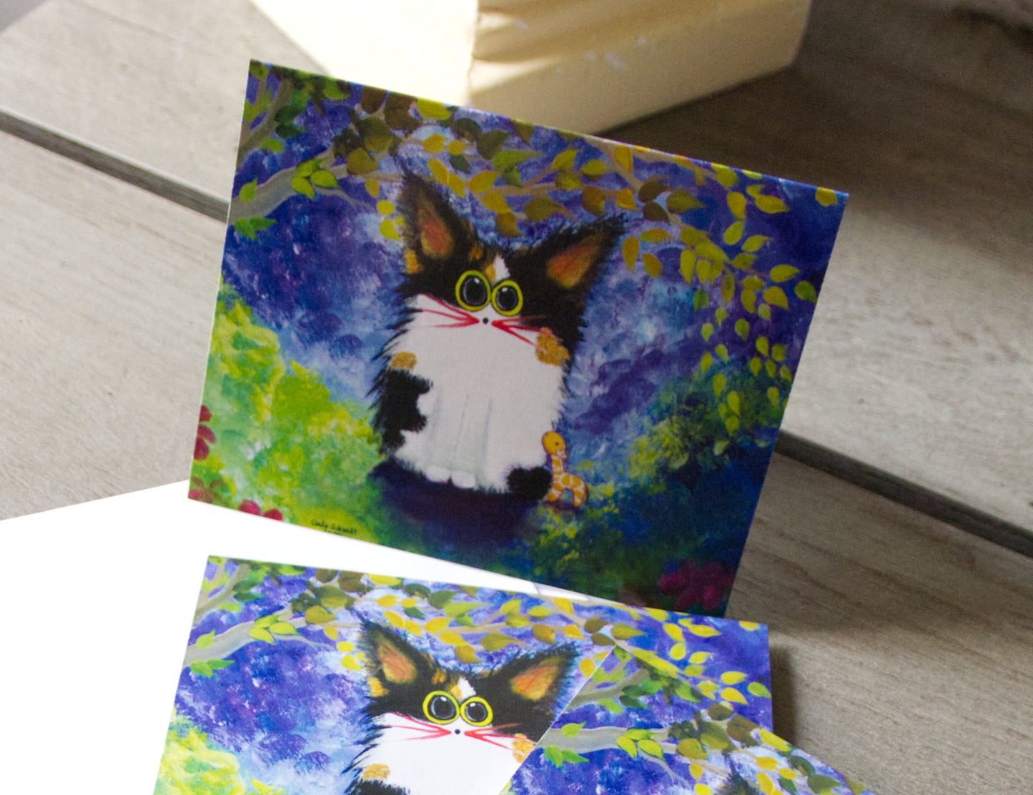 Calico Kitty and his Favorite Giraffe Toy — Note Card