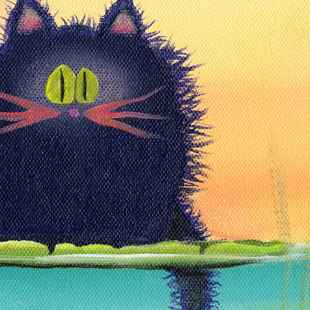Fishing Cat with Goldfish, detail - Cranky Cat Collection by Cynthia Schmidt