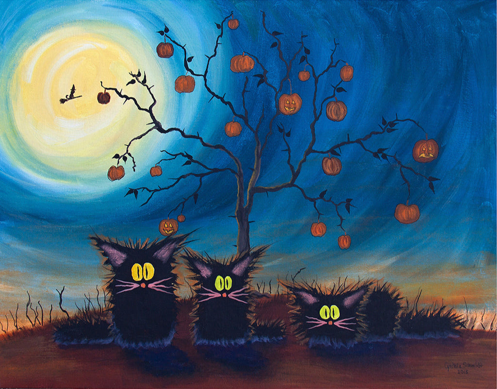 Three Black Halloween Kitties — Cranky Cat Collection™ by Cindy Schmidt