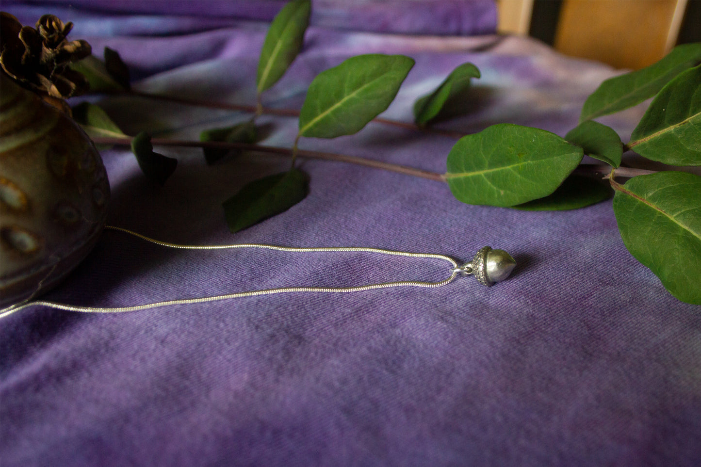 Delicate Silver Acorn Necklace
