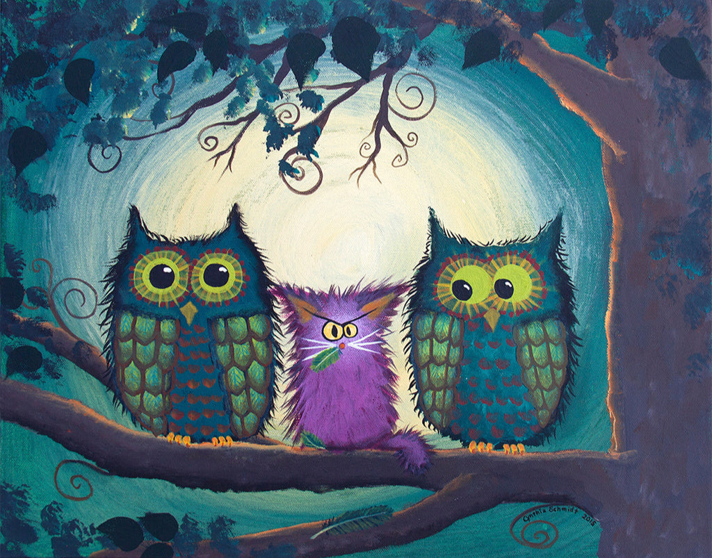 Nervous Owls - Cranky Cats Collection™ by Cindy Schmidt