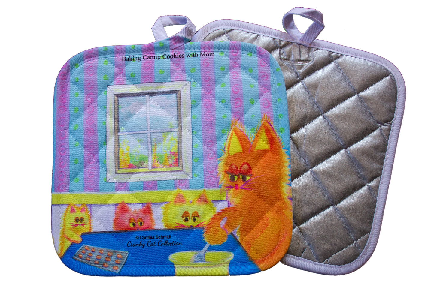 Baking Catnip Cookies With Mom - Cranky Cats Pot Holder