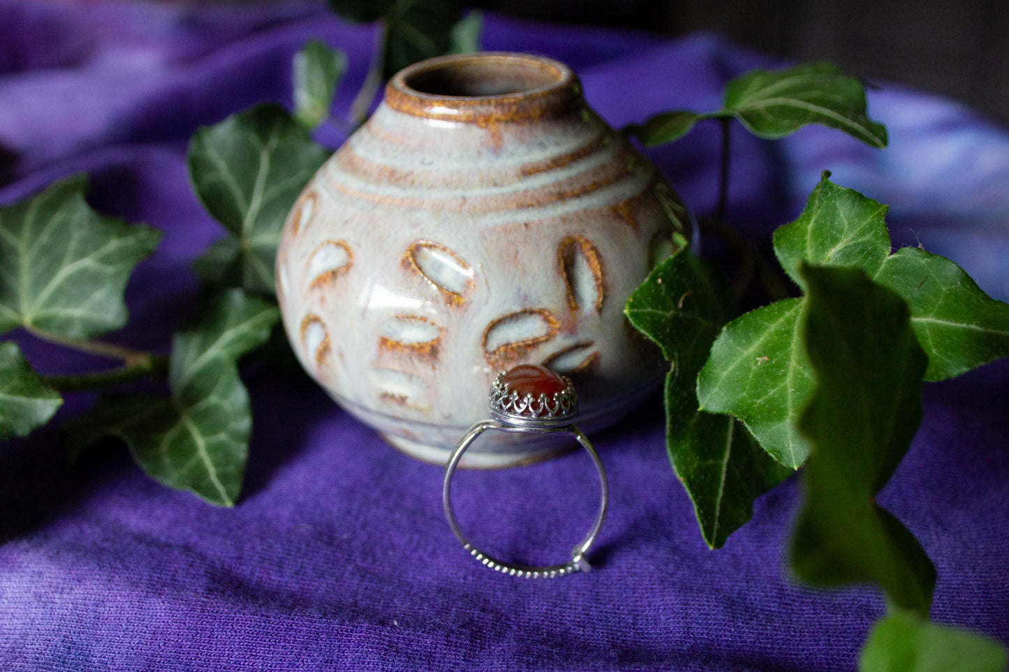 Carnelian Chameleon Ring Sterling Silver