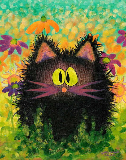 Scaredy Cat in Daisies - Cranky Cat Collection™ by Cindy Schmidt