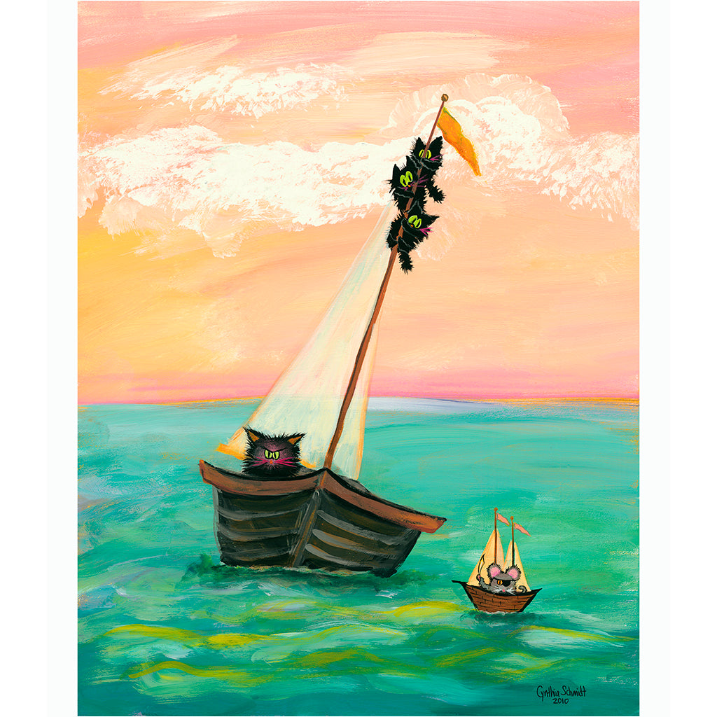 Scaredy Cats At Sea - Cranky Cat Collection™ by Cindy Schmidt