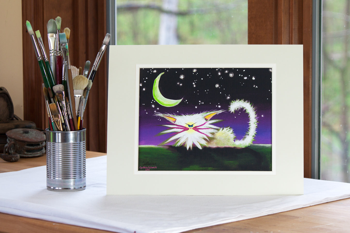 White Cranky Cat - Cranky Cat Collection™ by Cindy Schmidt