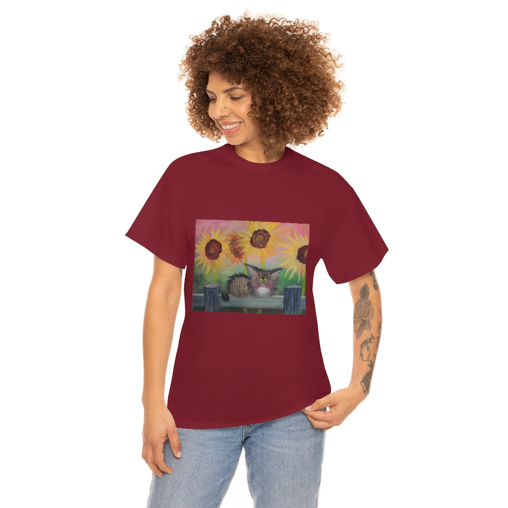 Stella with Sunflowers Cranky Cat T-Shirt! Free Shipping