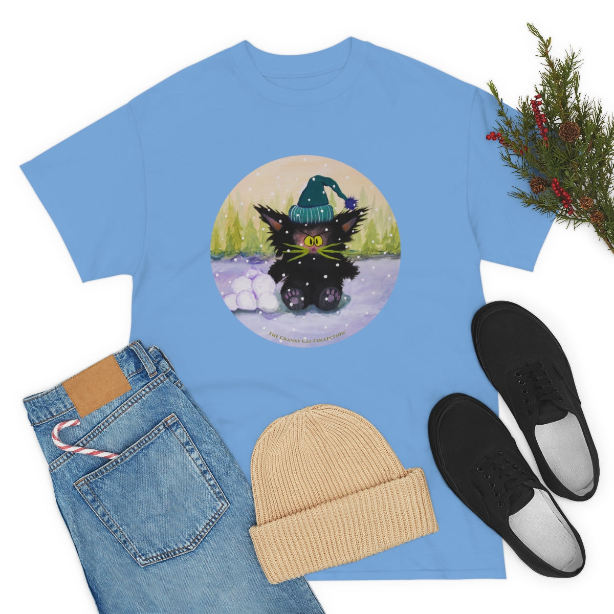 Cranky Cat WInter-Themed T-Shirt -  Free Shipping!