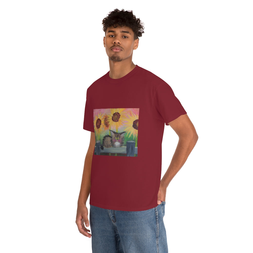 Stella with Sunflowers Cranky Cat T-Shirt! Free Shipping
