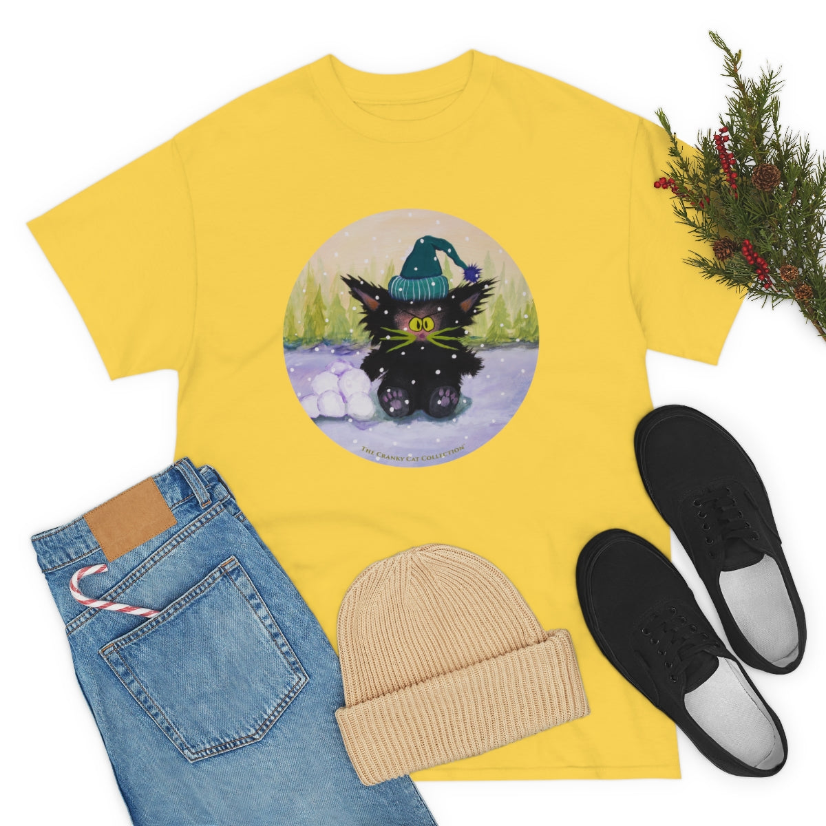 Cranky Cat WInter-Themed T-Shirt - Free Shipping!