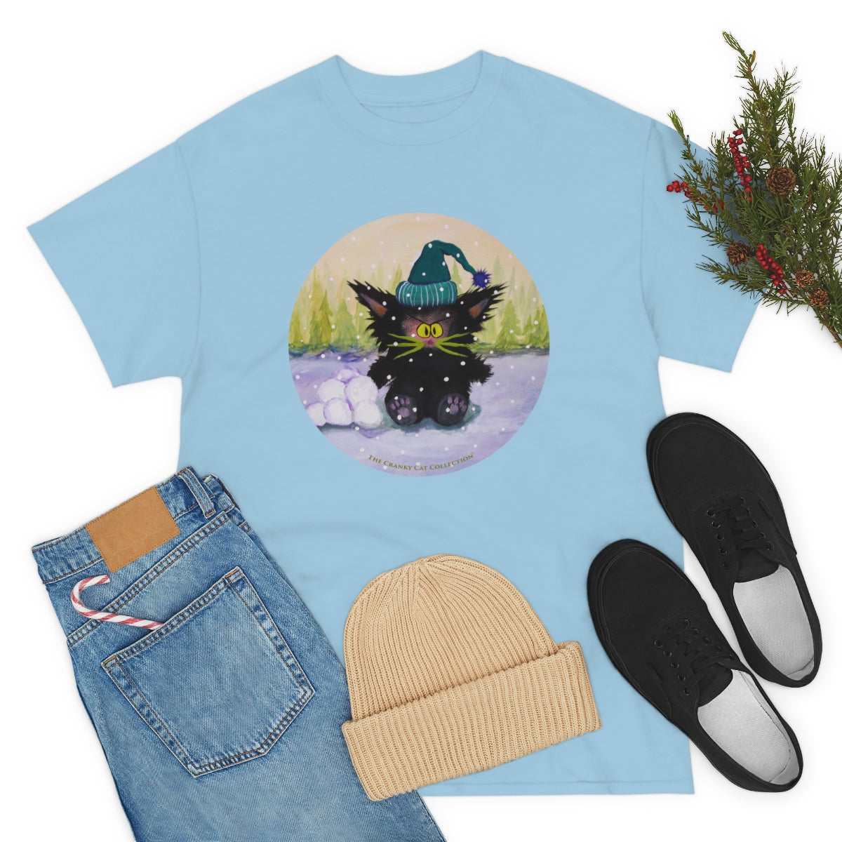 Cranky Cat WInter-Themed T-Shirt - Free Shipping!
