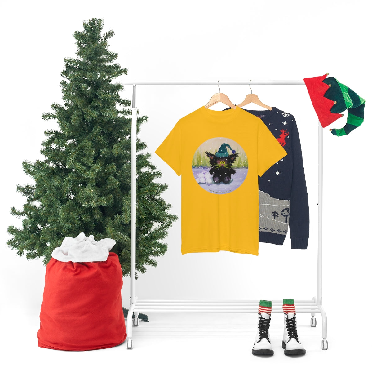 Cranky Cat WInter-Themed T-Shirt - Free Shipping!