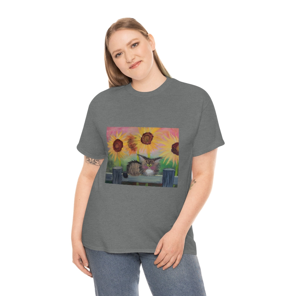 Stella with Sunflowers Cranky Cat T-Shirt!  Free Shipping