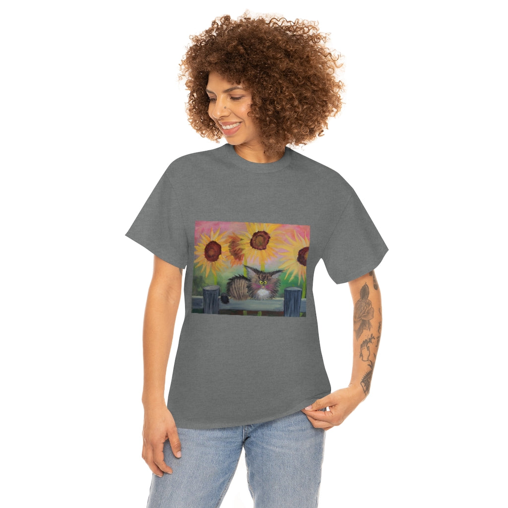 Stella with Sunflowers Cranky Cat T-Shirt!  Free Shipping