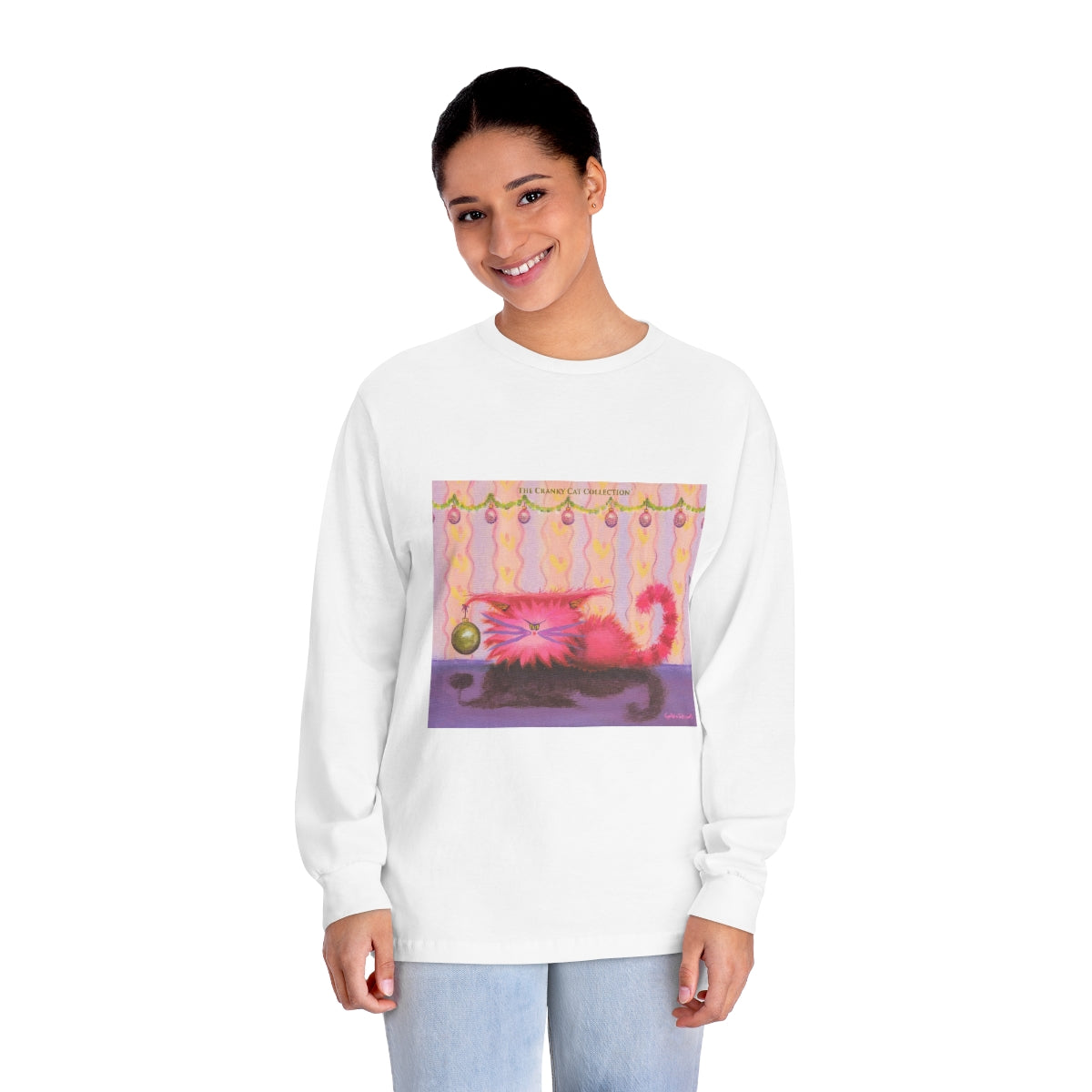 Cranky Cat Winter-Themed Long Sleeve T-Shirt - Free Shipping!