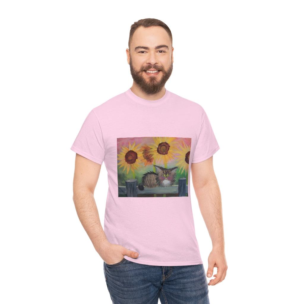 Stella with Sunflowers Cranky Cat T-Shirt! Free Shipping