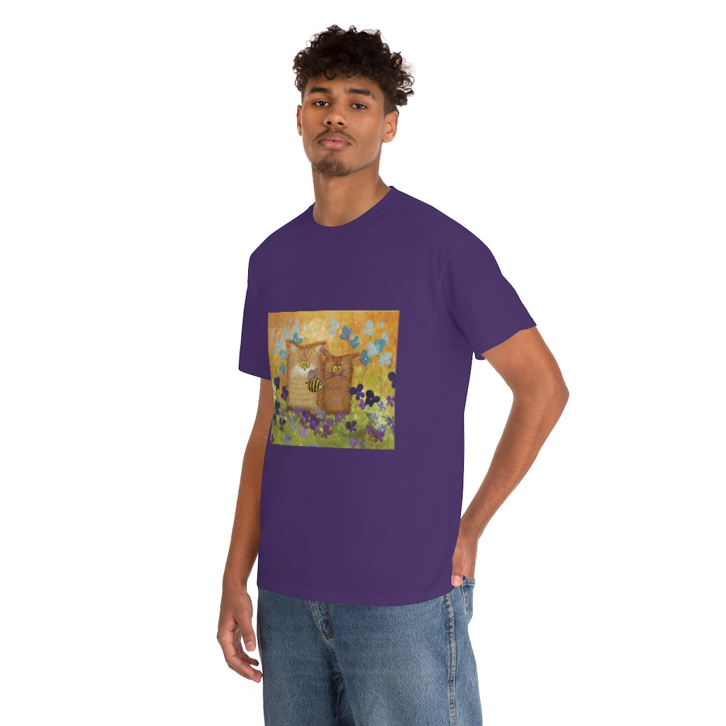 2 Orange Cranky Cats and BEE - T-Shirt! Free Shipping