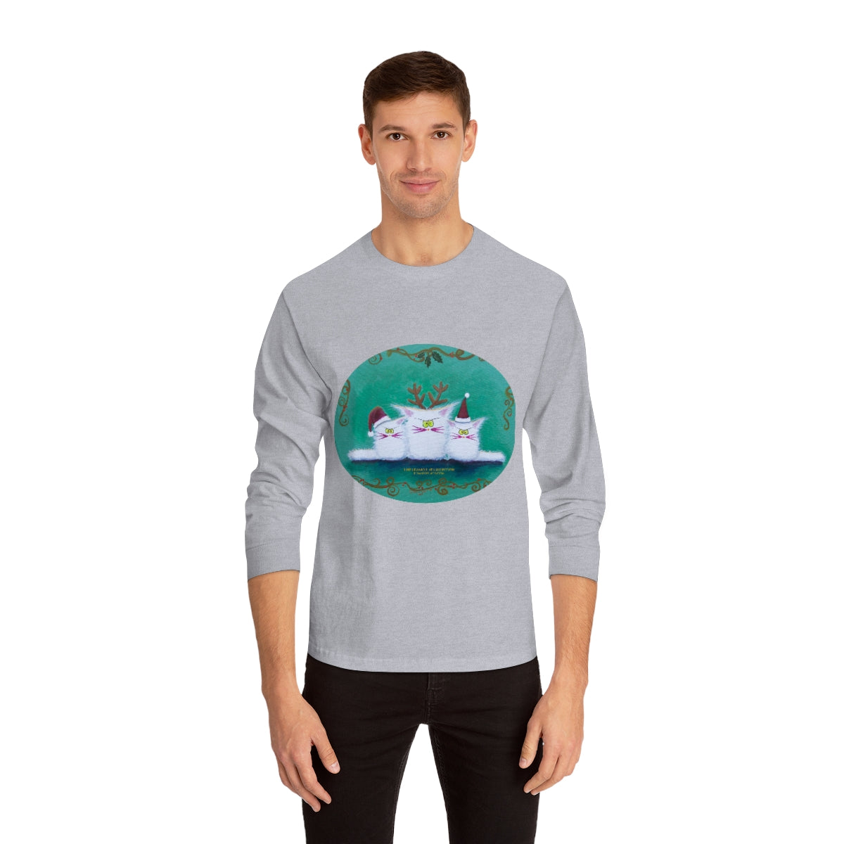 Christmas Cranky Cat Long Sleeve T-Shirt - Free Shipping!