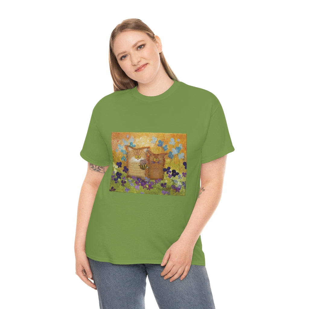 2 Orange Cranky Cats and BEE - T-Shirt! Free Shipping