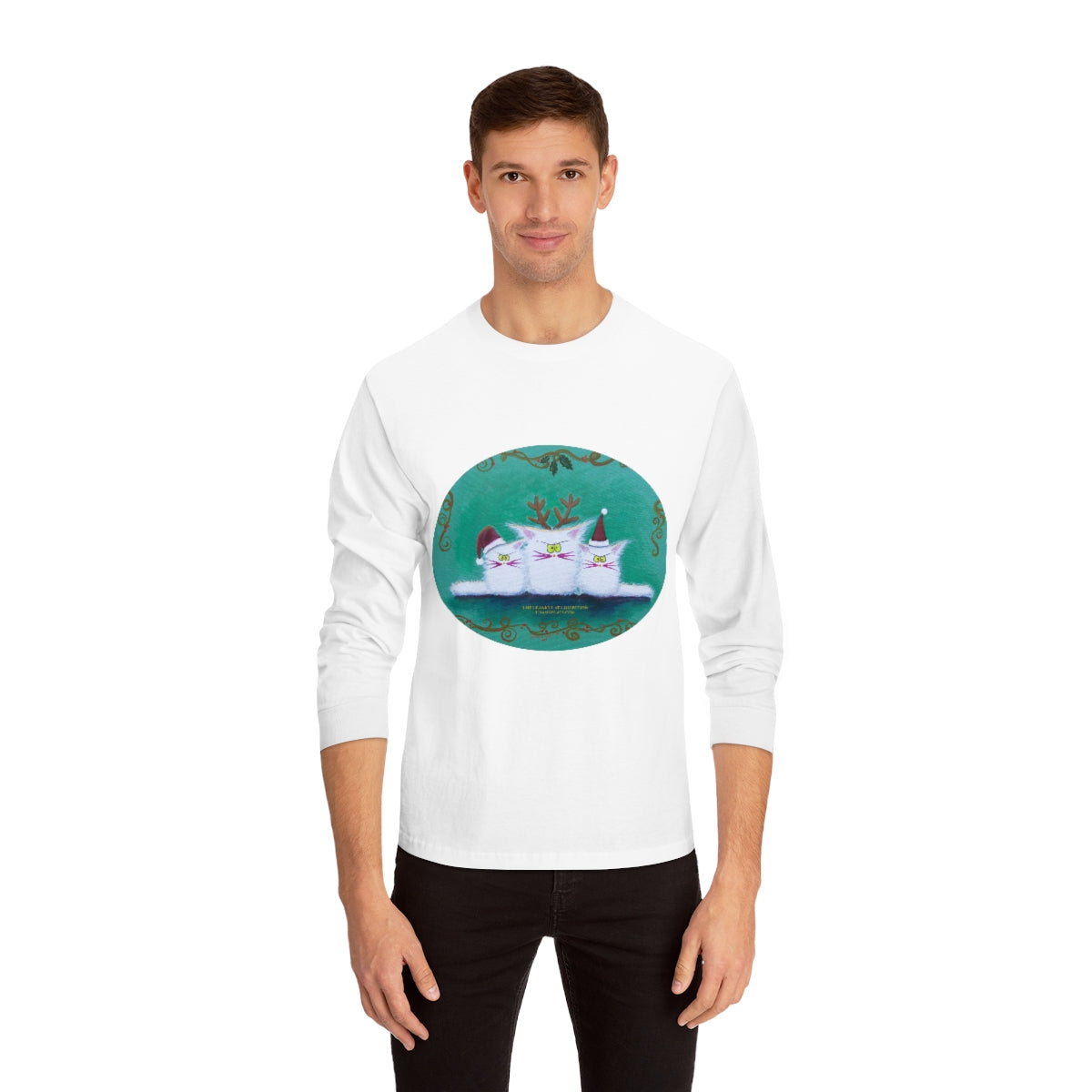 Christmas Cranky Cat Long Sleeve T-Shirt - Free Shipping!
