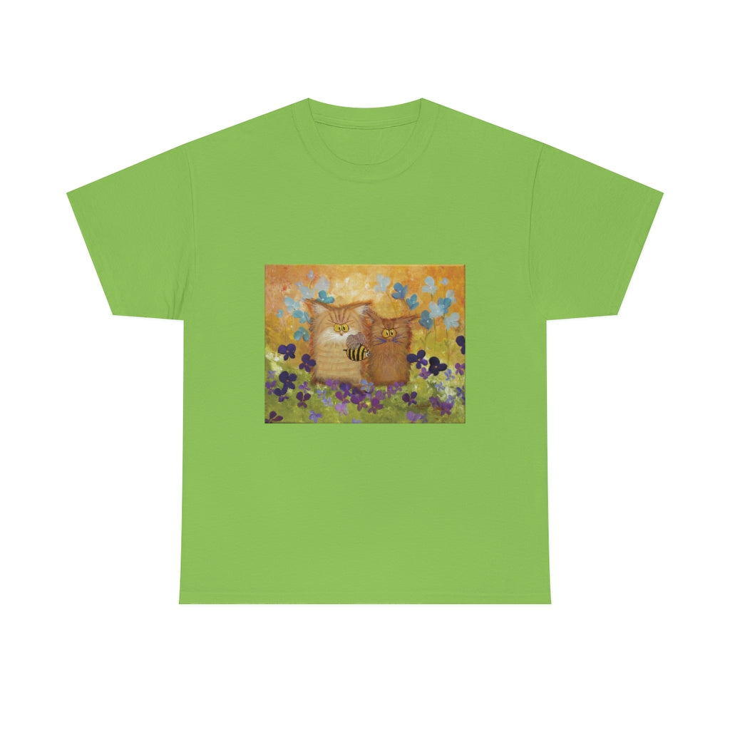 2 Orange Cranky Cats and BEE - T-Shirt! Free Shipping