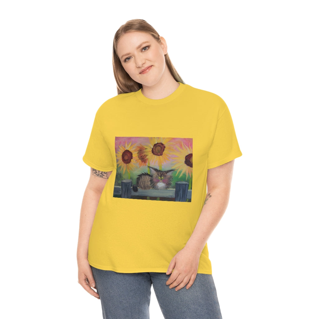 Stella with Sunflowers Cranky Cat T-Shirt!  Free Shipping