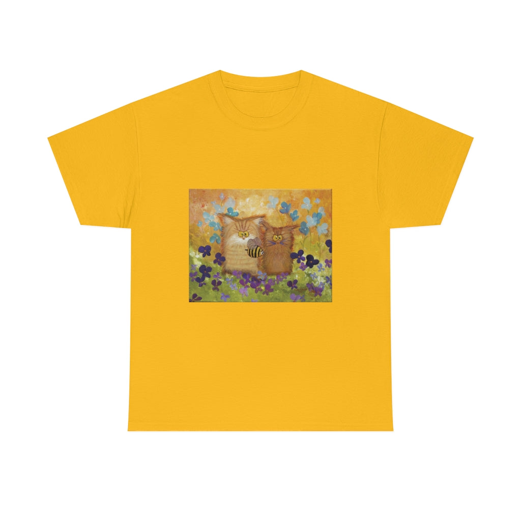 2 Orange Cranky Cats and BEE - T-Shirt! Free Shipping