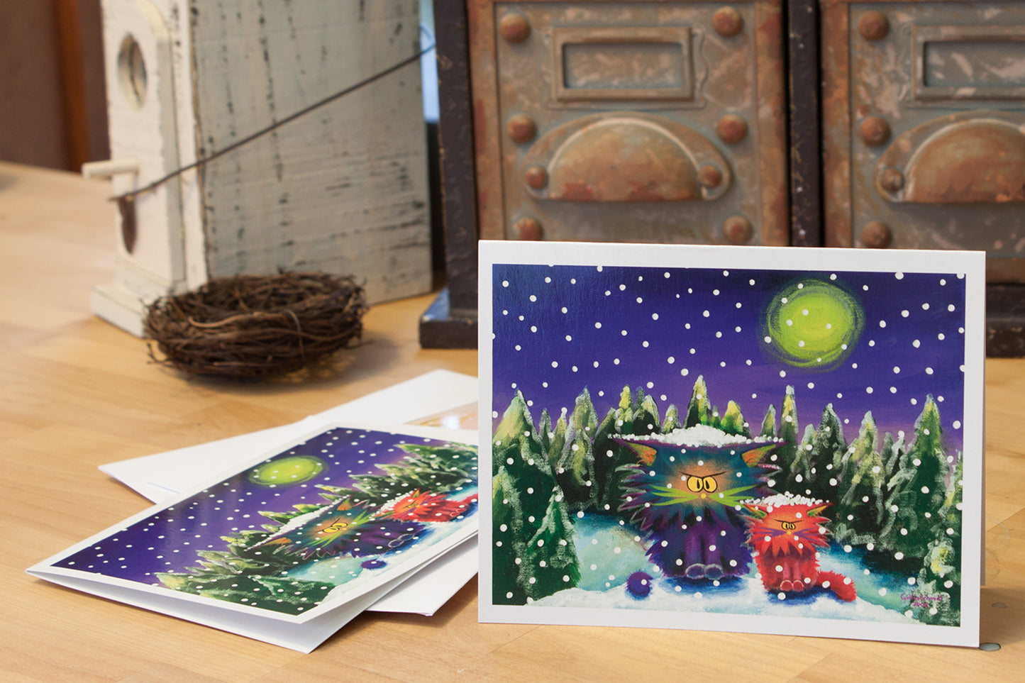 Cranky Cats in a Snow Storm - Cranky Cat Collection™ by Cindy Schmidt