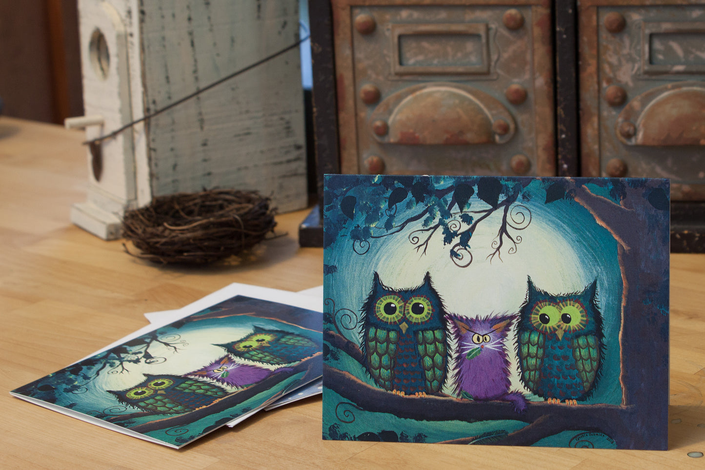 Nervous Owls - Cranky Cats Collection™ by Cindy Schmidt