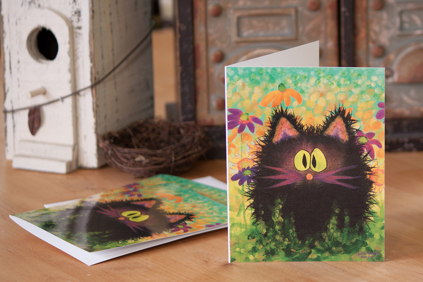 Scaredy Cat in Daisies - Cranky Cat Collection™ by Cindy Schmidt