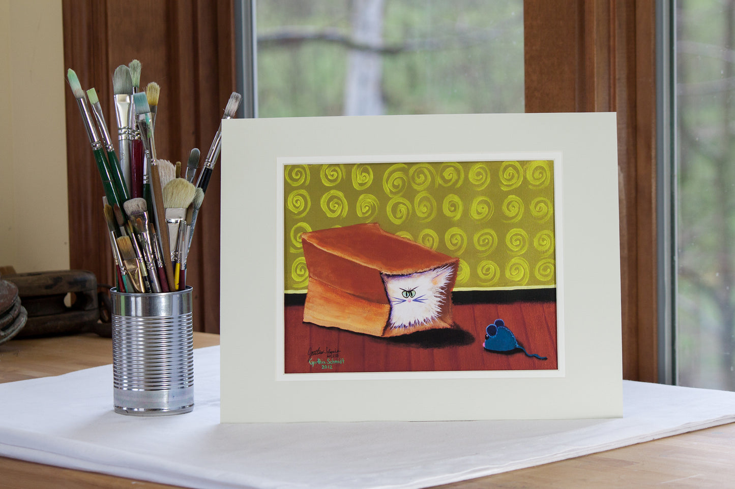 Cat In a Bag - Cranky Cats Collection by Cindy Schmidt