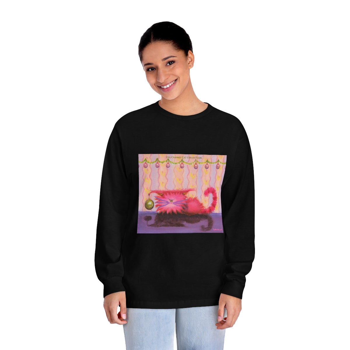 Cranky Cat Winter-Themed Long Sleeve T-Shirt - Free Shipping!