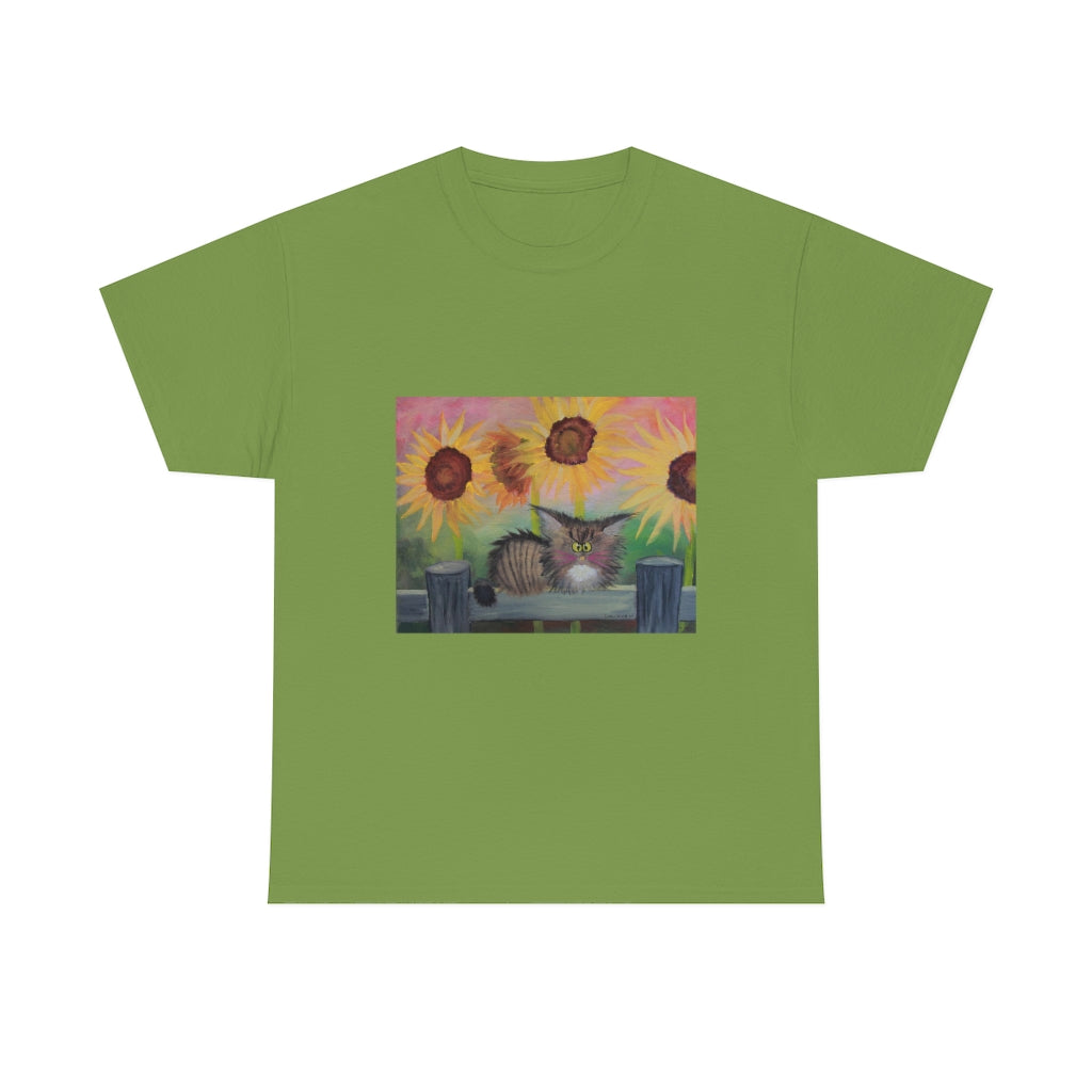 Stella with Sunflowers Cranky Cat T-Shirt!  Free Shipping