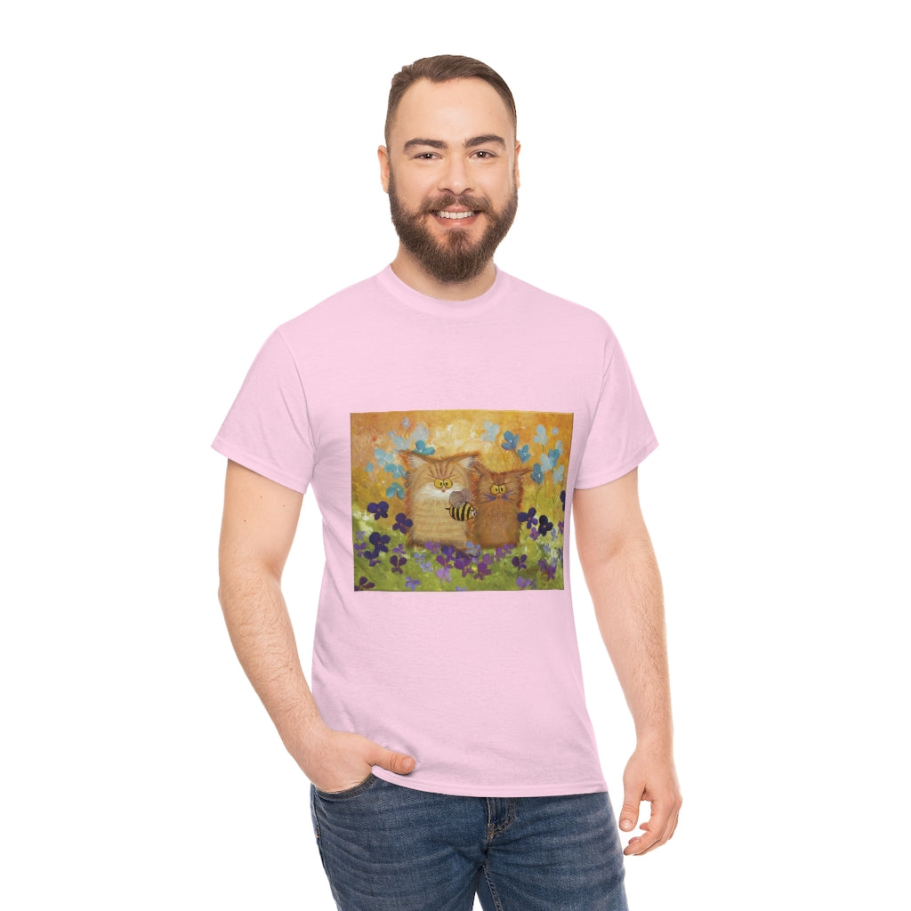 2 Orange Cranky Cats and BEE - T-Shirt! Free Shipping