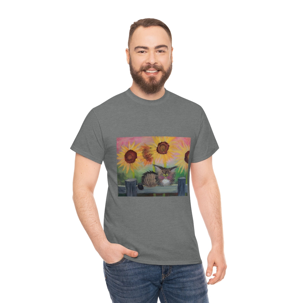Stella with Sunflowers Cranky Cat T-Shirt! Free Shipping