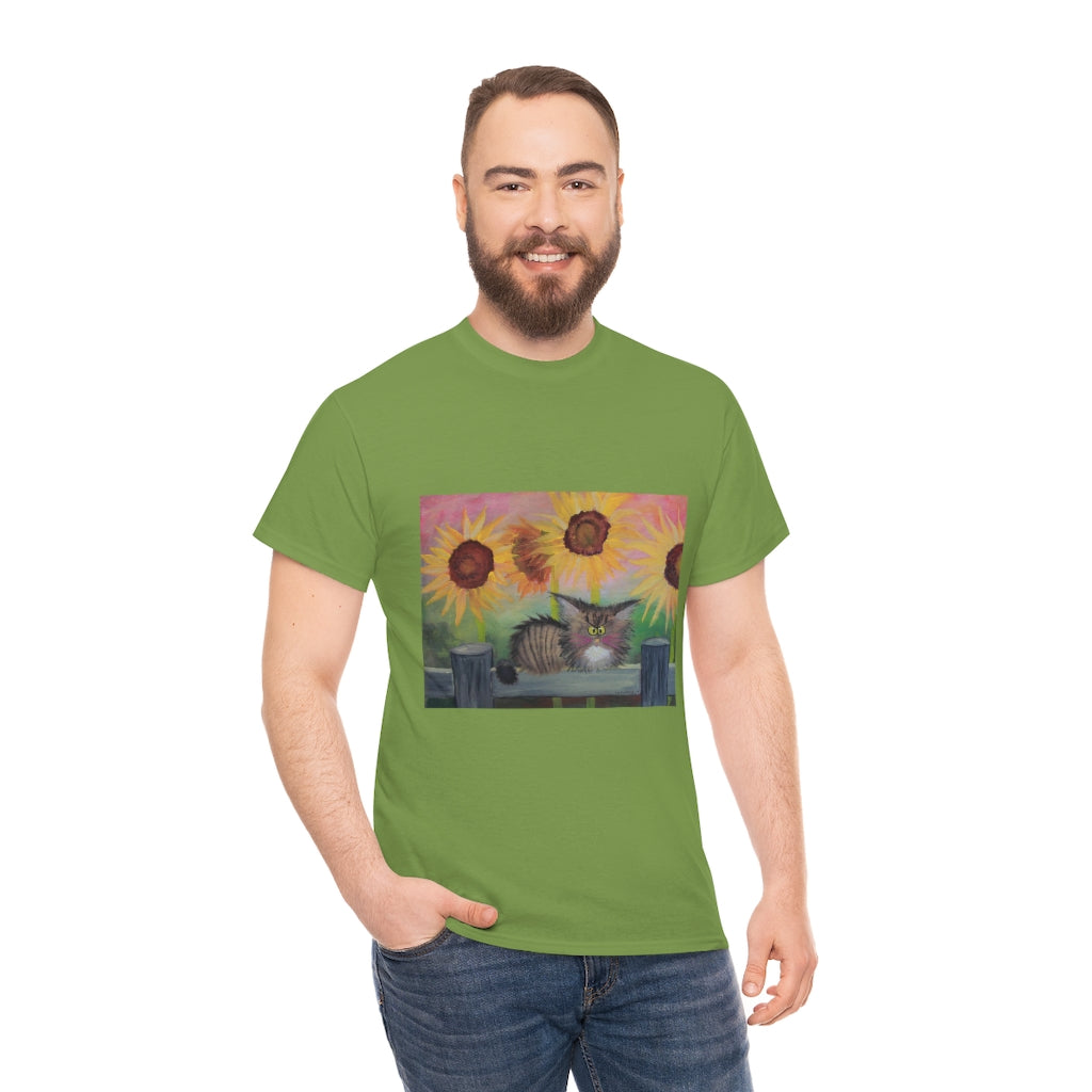 Stella with Sunflowers Cranky Cat T-Shirt! Free Shipping