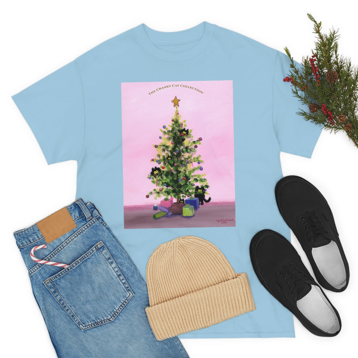 Cranky Cats In Your Christmas Tree - T-Shirt!  Free Shipping