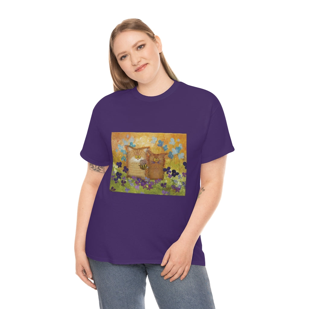 2 Orange Cranky Cats and BEE - T-Shirt! Free Shipping