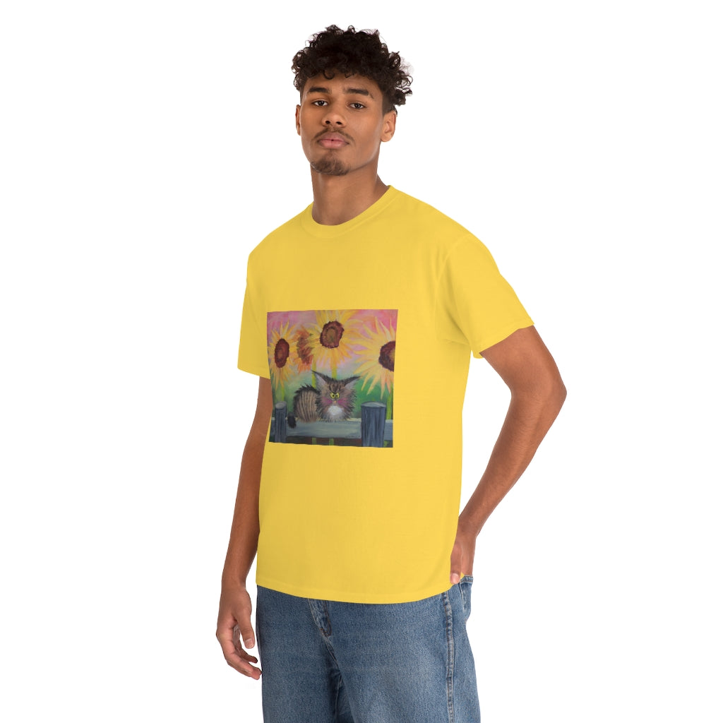 Stella with Sunflowers Cranky Cat T-Shirt! Free Shipping