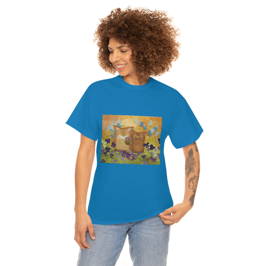 2 Orange Cranky Cats and BEE - T-Shirt! Free Shipping
