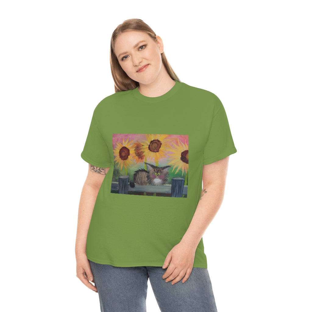 Stella with Sunflowers Cranky Cat T-Shirt! Free Shipping