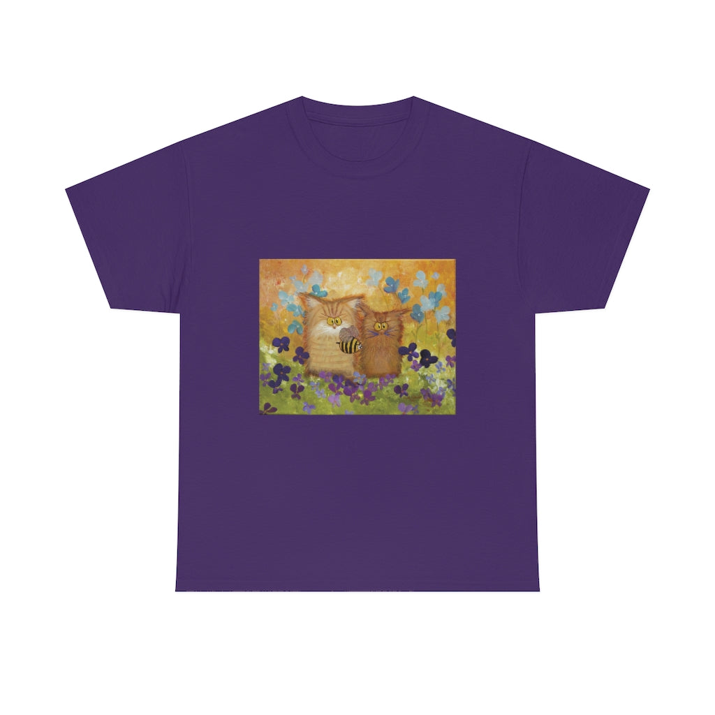 2 Orange Cranky Cats and BEE - T-Shirt! Free Shipping