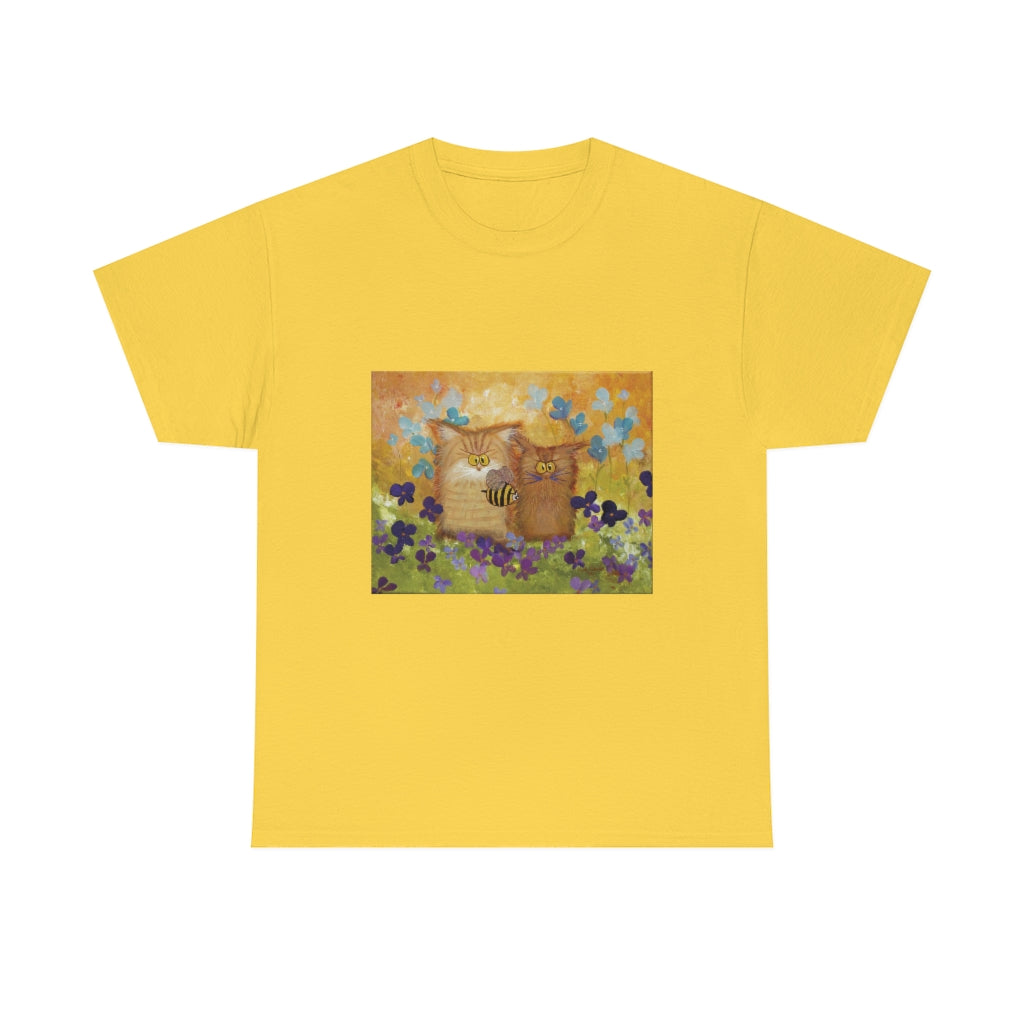 2 Orange Cranky Cats and BEE - T-Shirt! Free Shipping