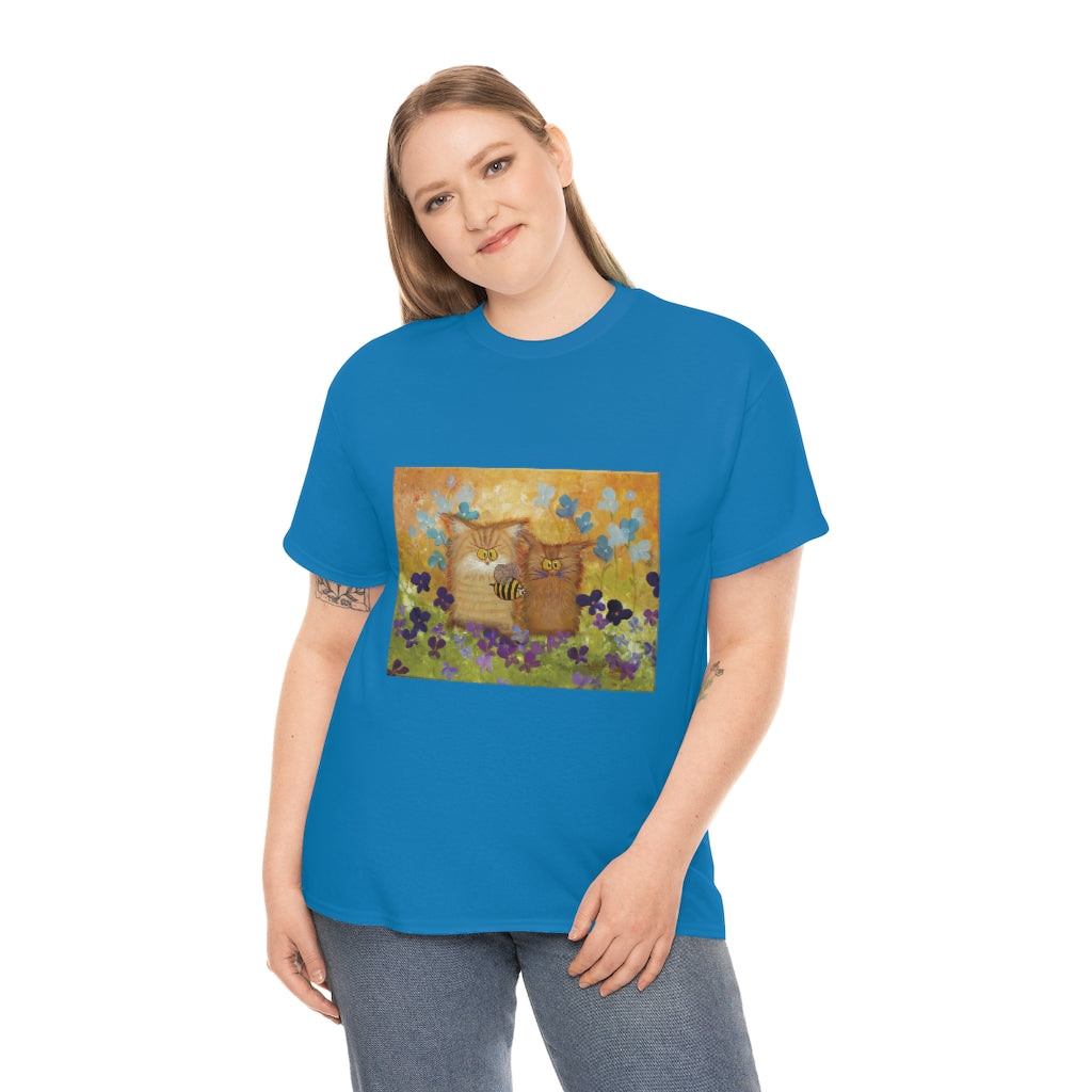 2 Orange Cranky Cats and BEE - T-Shirt! Free Shipping